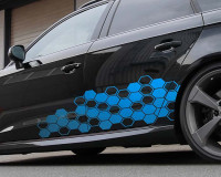 Car Design Sticker HEXAGON blau chrom matt